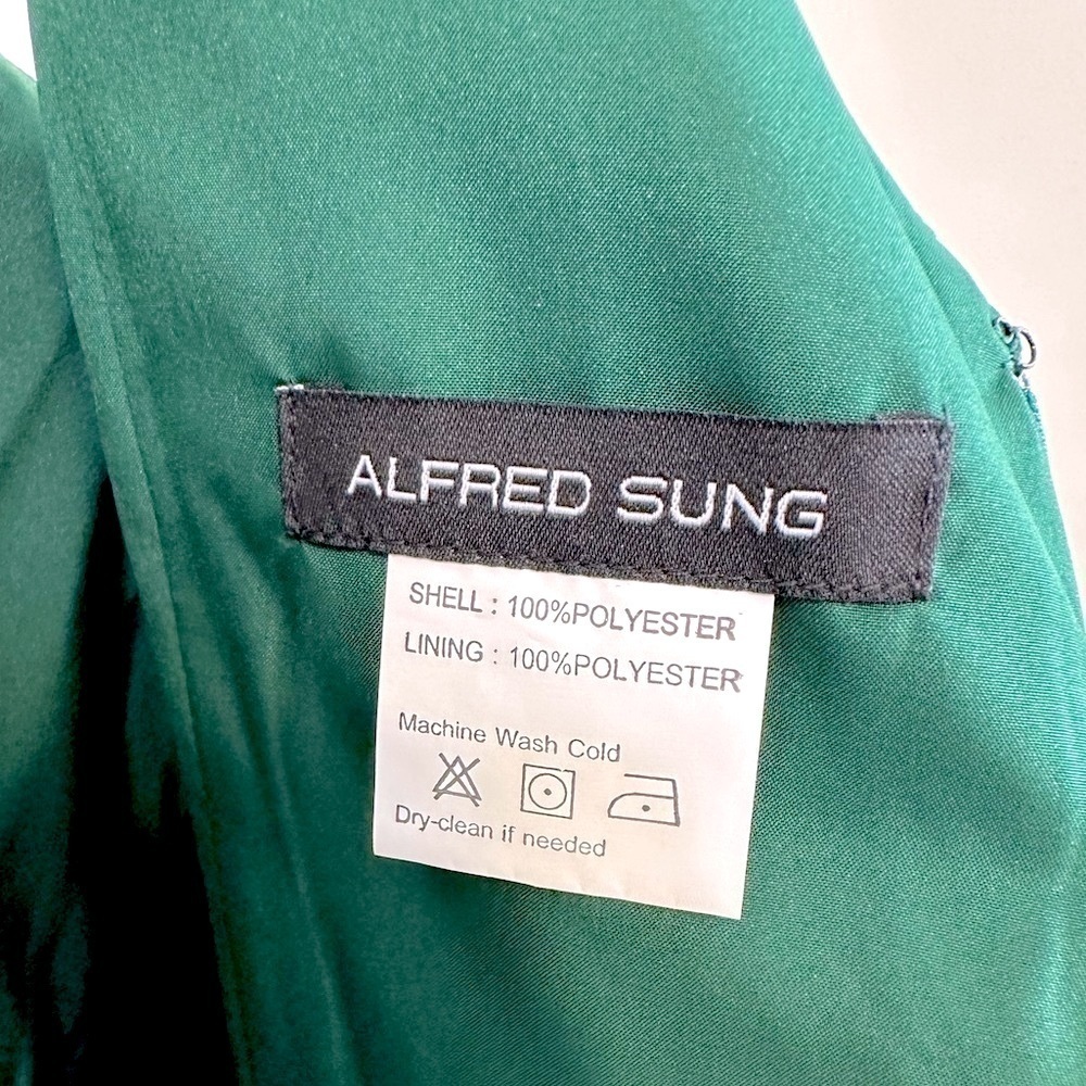 NWT ALFRED SUNG  D777 V-Neck Faux Wrap Cocktail Dress Hunter Green Size 18 - Picture 11 of 16